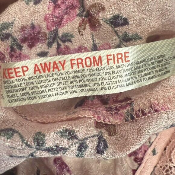 Free People Take It Away Floral Sleeveless Bodysuit Women M Pink‎ Boho Lace NWT - Picture 9 of 12